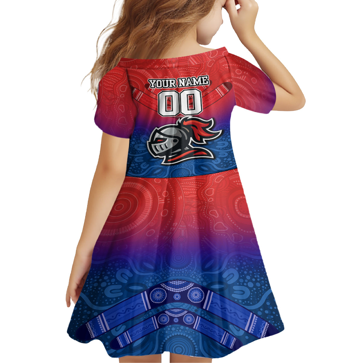 custom-knights-permier-2023-family-matching-long-sleeve-bodycon-dress-and-hawaiian-shirt-nrl-mascot-with-aboriginal