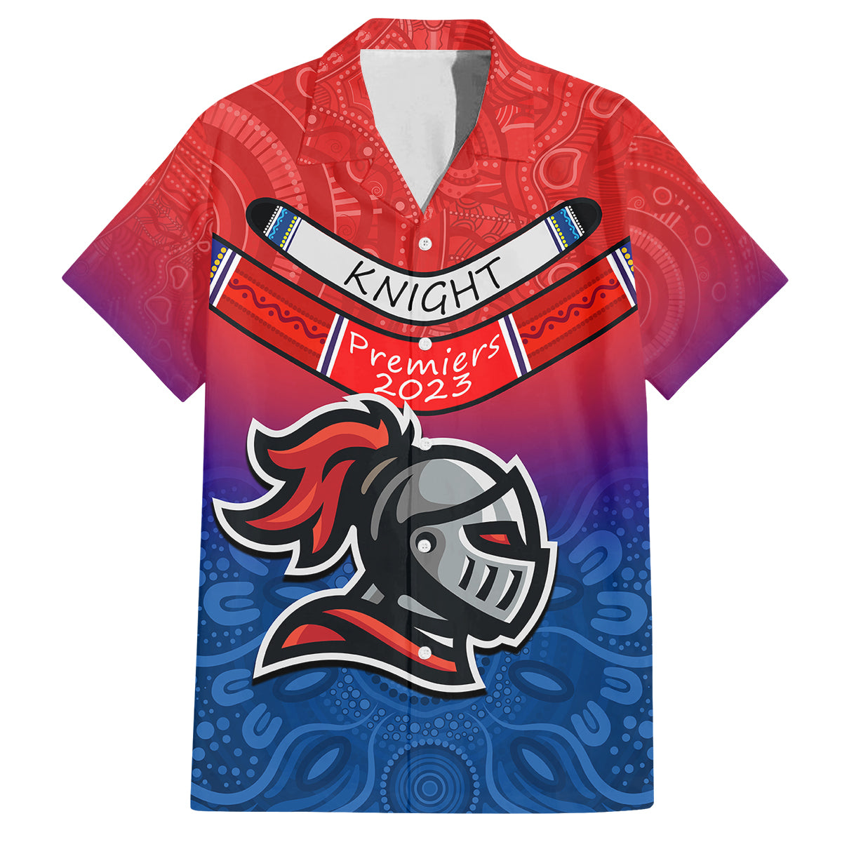 custom-knights-permier-2023-family-matching-long-sleeve-bodycon-dress-and-hawaiian-shirt-nrl-mascot-with-aboriginal