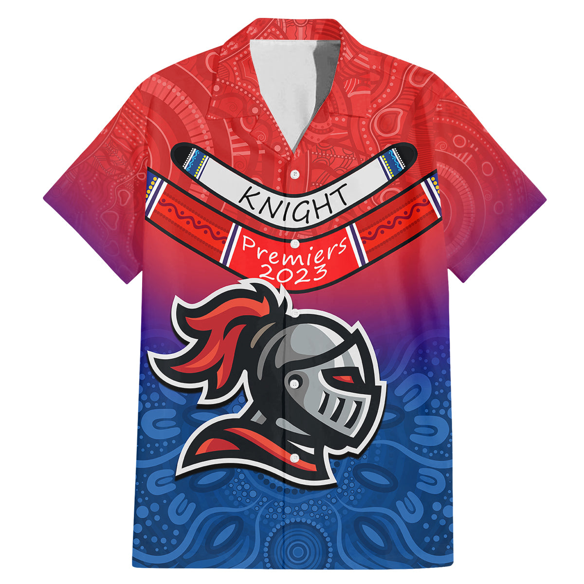 custom-knights-permier-2023-family-matching-mermaid-dress-and-hawaiian-shirt-nrl-mascot-with-aboriginal