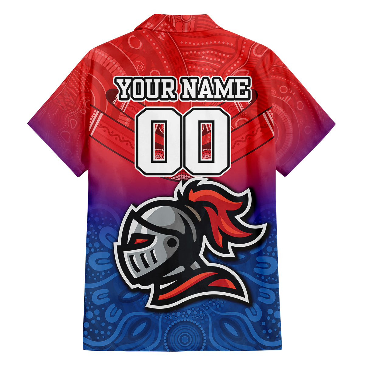 custom-knights-permier-2023-family-matching-off-shoulder-maxi-dress-and-hawaiian-shirt-nrl-mascot-with-aboriginal