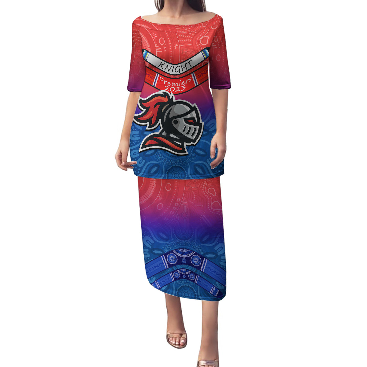 custom-knights-permier-2023-family-matching-puletasi-dress-and-hawaiian-shirt-nrl-mascot-with-aboriginal