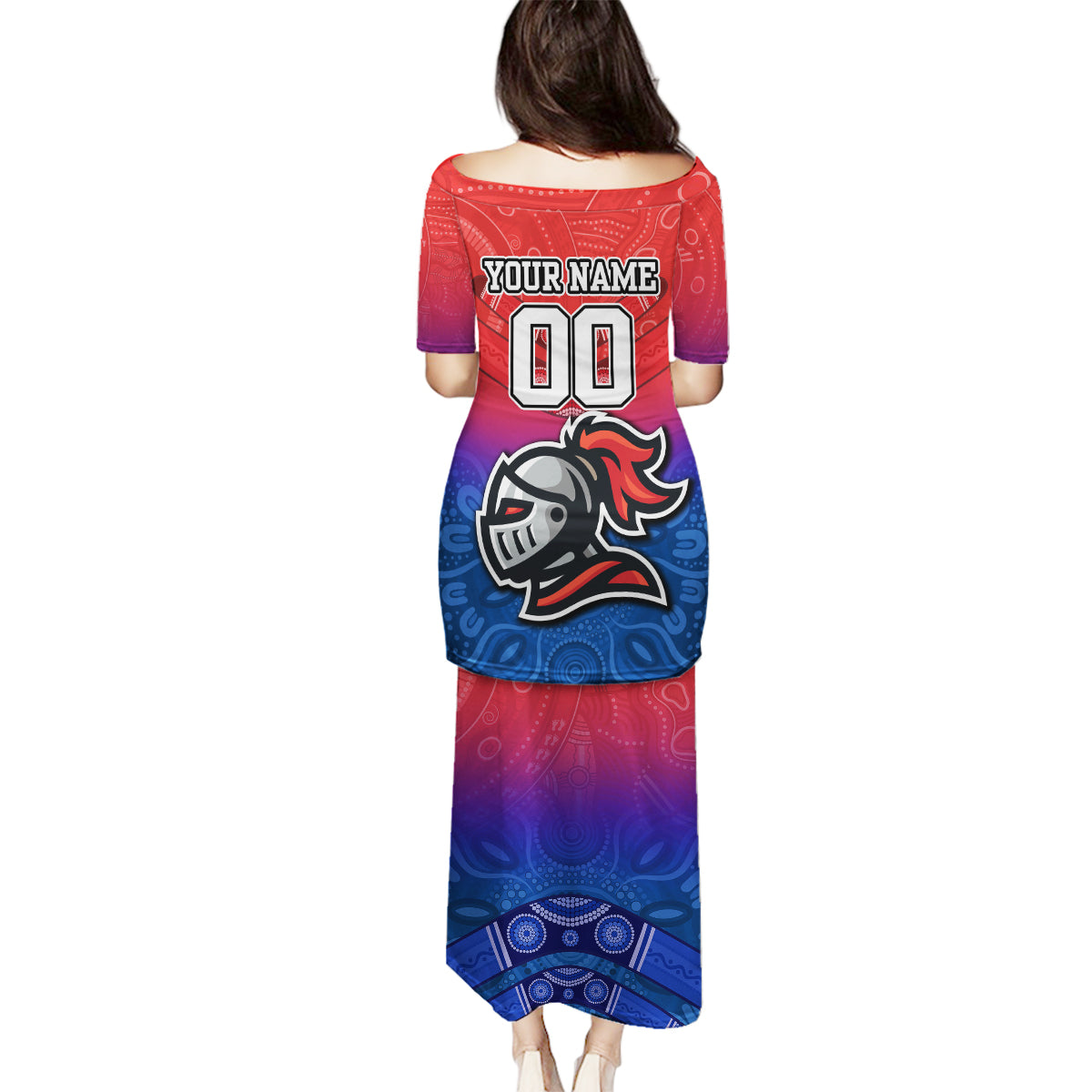 custom-knights-permier-2023-family-matching-puletasi-dress-and-hawaiian-shirt-nrl-mascot-with-aboriginal