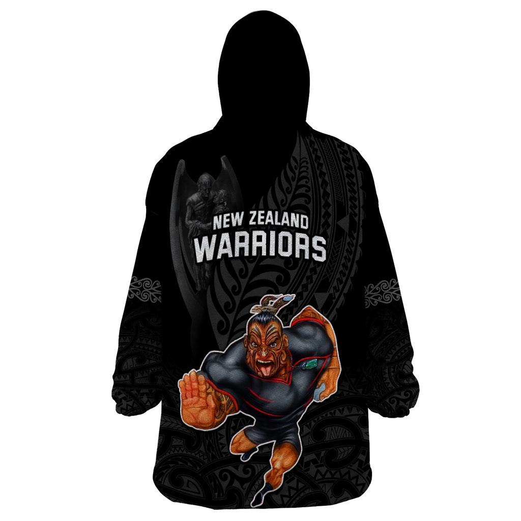 Warriors Permier 2023 Wearable Blanket Hoodie The Wahs Mascot with Maori Tattoo - Vibe Hoodie Shop