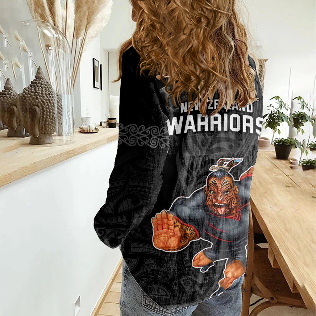 Warriors Permier 2023 Women Casual Shirt The Wahs Mascot with Maori Tattoo - Vibe Hoodie Shop
