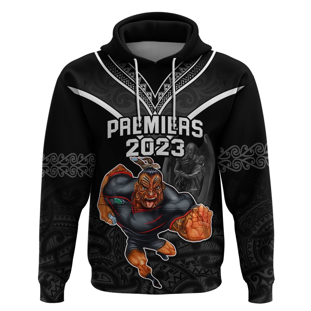 Custom Warriors Permier 2023 Hoodie The Wahs Mascot with Maori Tattoo LT9 - Vibe Hoodie Shop