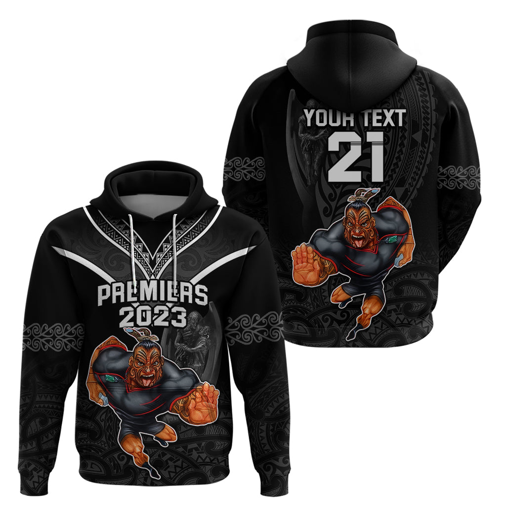 Custom Warriors Permier 2023 Hoodie The Wahs Mascot with Maori Tattoo LT9 - Vibe Hoodie Shop