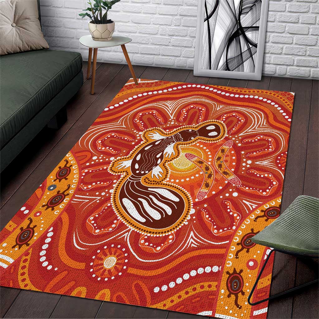 Aboriginal Goanna Art Area Rug Native Australian Animals - Vibe Hoodie Shop