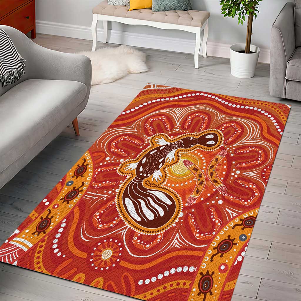 Aboriginal Goanna Art Area Rug Native Australian Animals - Vibe Hoodie Shop