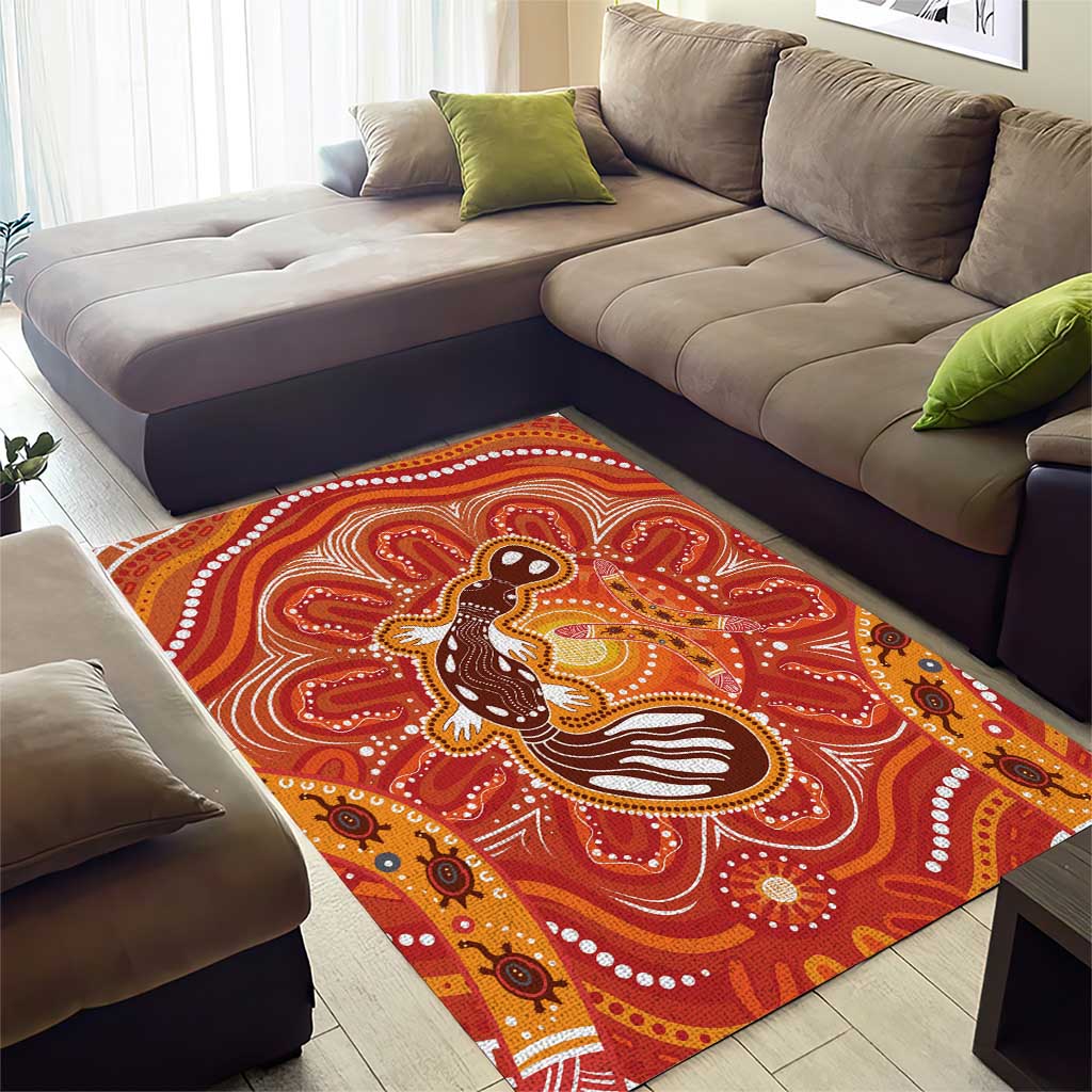 Aboriginal Goanna Art Area Rug Native Australian Animals - Vibe Hoodie Shop