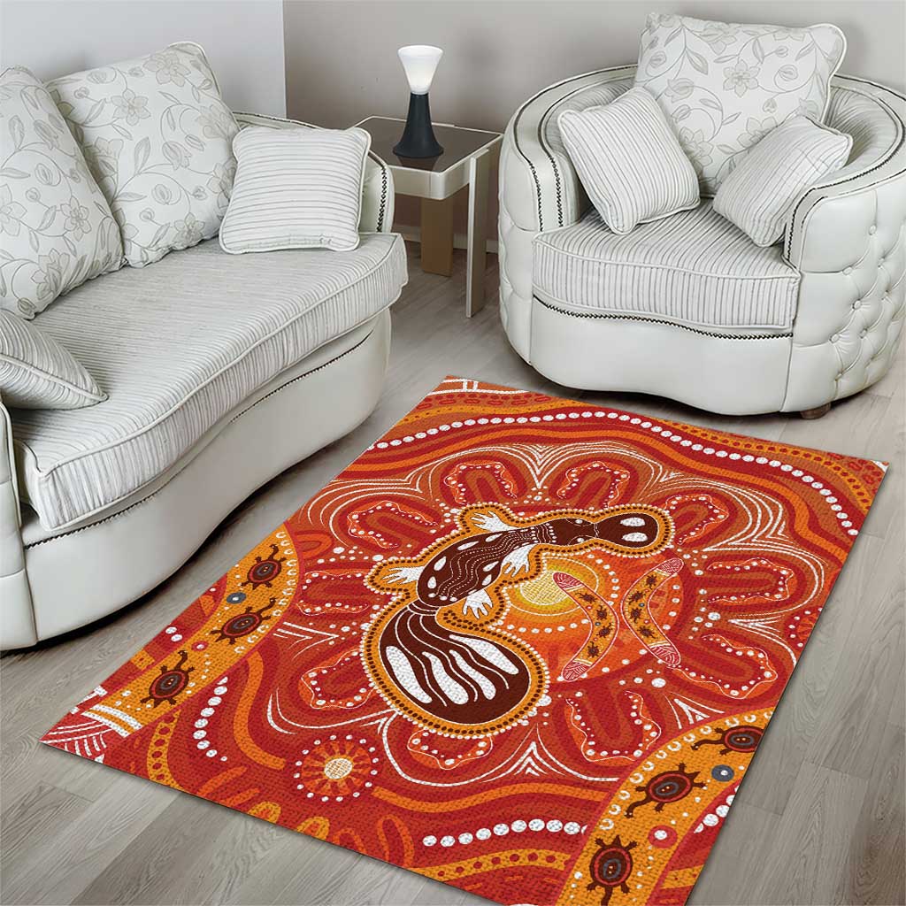 Aboriginal Goanna Art Area Rug Native Australian Animals - Vibe Hoodie Shop