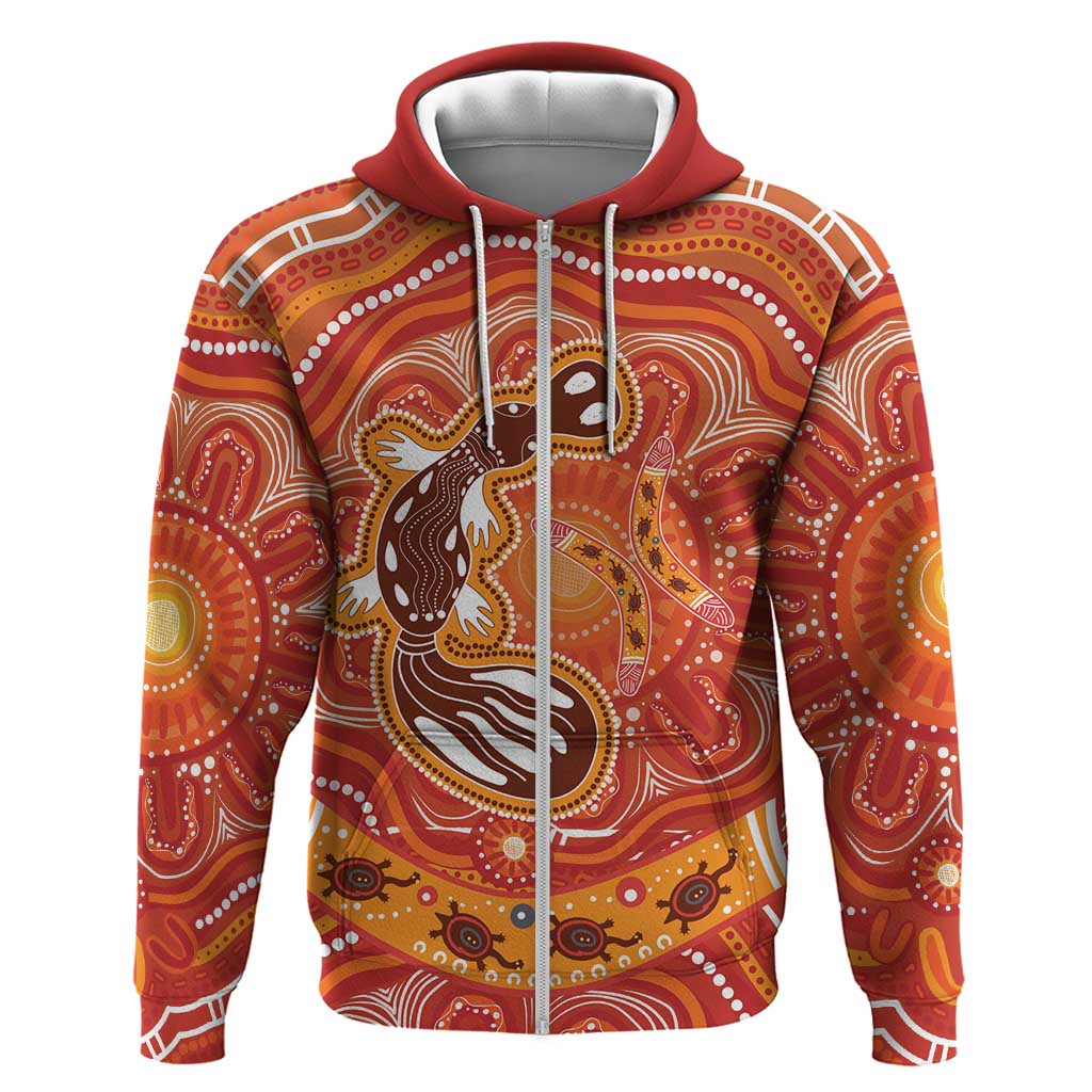 Aboriginal Goanna Art Hoodie Native Australian Animals LT9 - Vibe Hoodie Shop