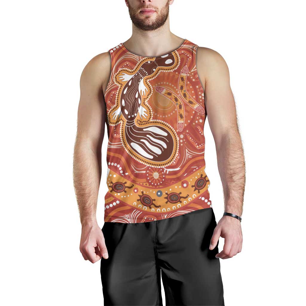 Aboriginal Goanna Art Men Tank Top Native Australian Animals - Vibe Hoodie Shop