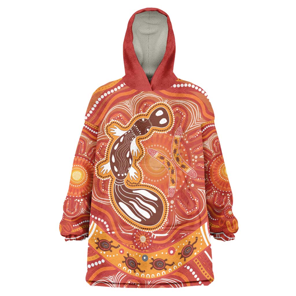 Aboriginal Goanna Art Wearable Blanket Hoodie Native Australian Animals - Vibe Hoodie Shop