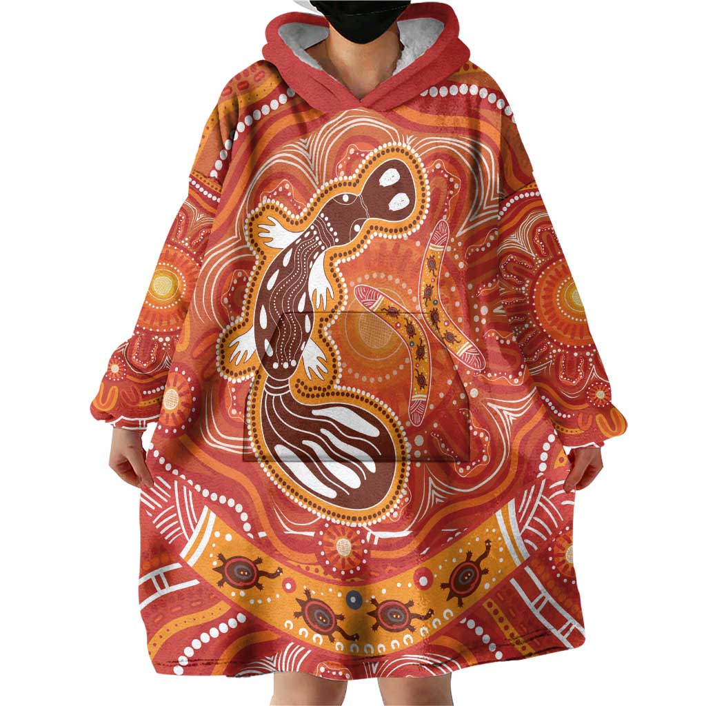 Aboriginal Goanna Art Wearable Blanket Hoodie Native Australian Animals - Vibe Hoodie Shop