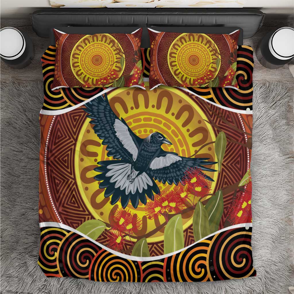 Aboriginal Magpies Dots Art Bedding Set Native Australian Animals - Vibe Hoodie Shop