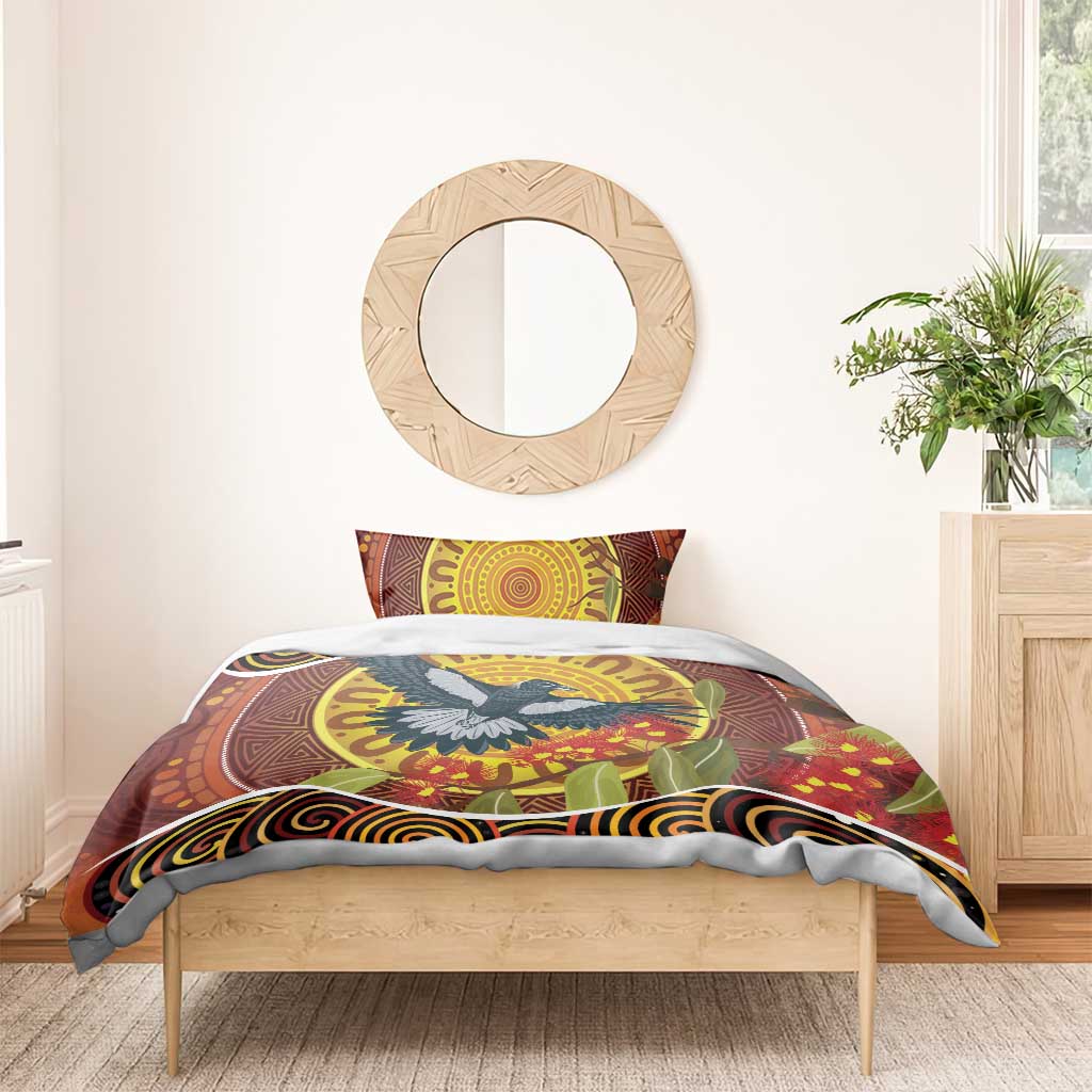 Aboriginal Magpies Dots Art Bedding Set Native Australian Animals - Vibe Hoodie Shop