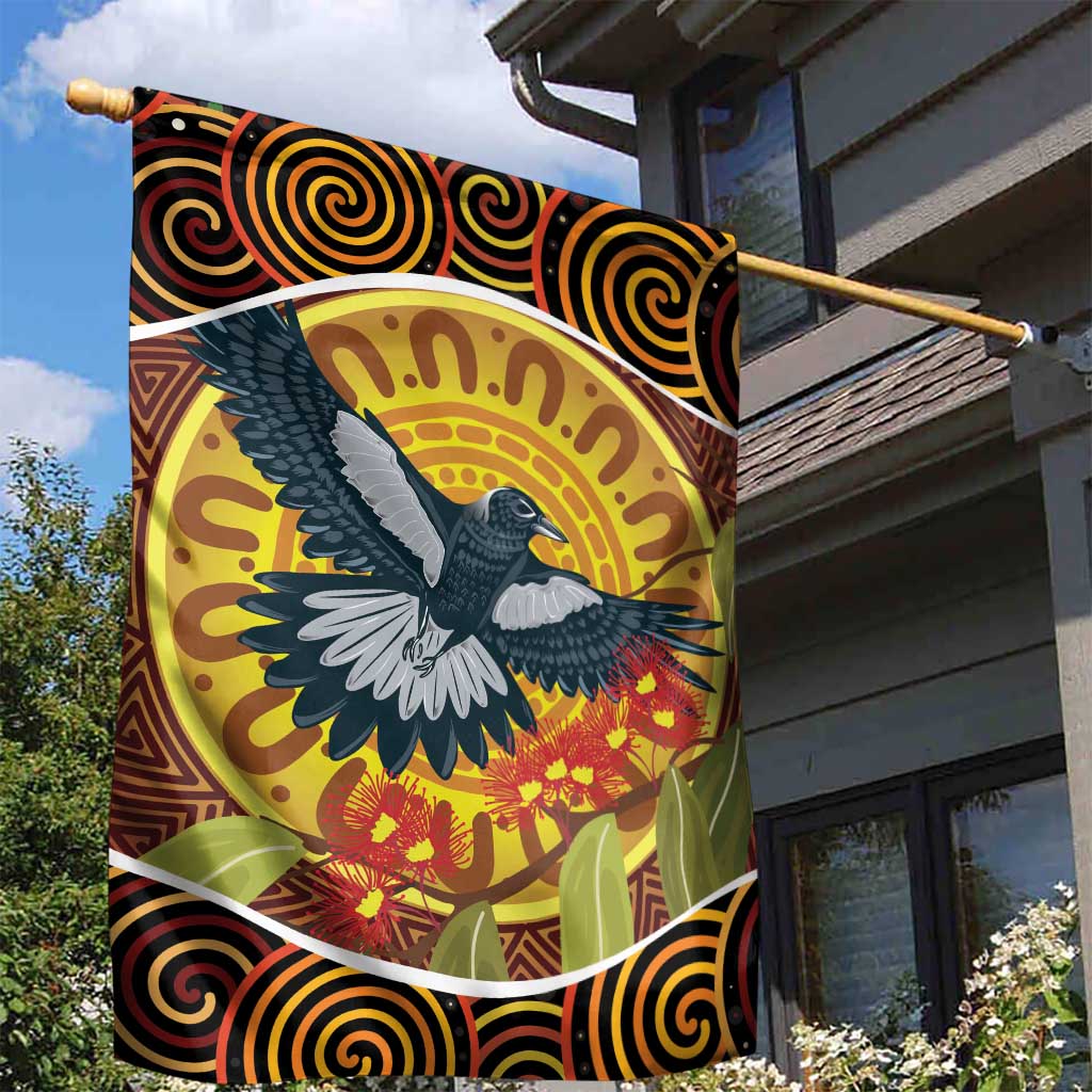 Aboriginal Magpies Dots Art Garden Flag Native Australian Animals - Vibe Hoodie Shop
