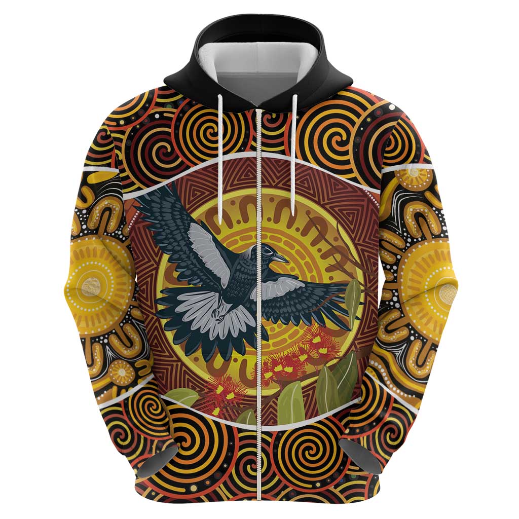 Aboriginal Magpies Dots Art Hoodie Native Australian Animals LT9 - Vibe Hoodie Shop