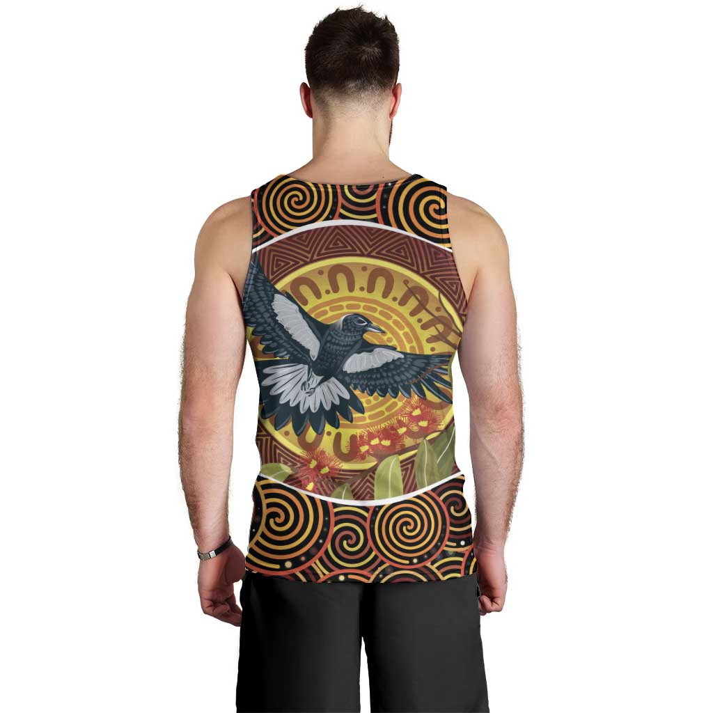 Aboriginal Magpies Dots Art Men Tank Top Native Australian Animals - Vibe Hoodie Shop