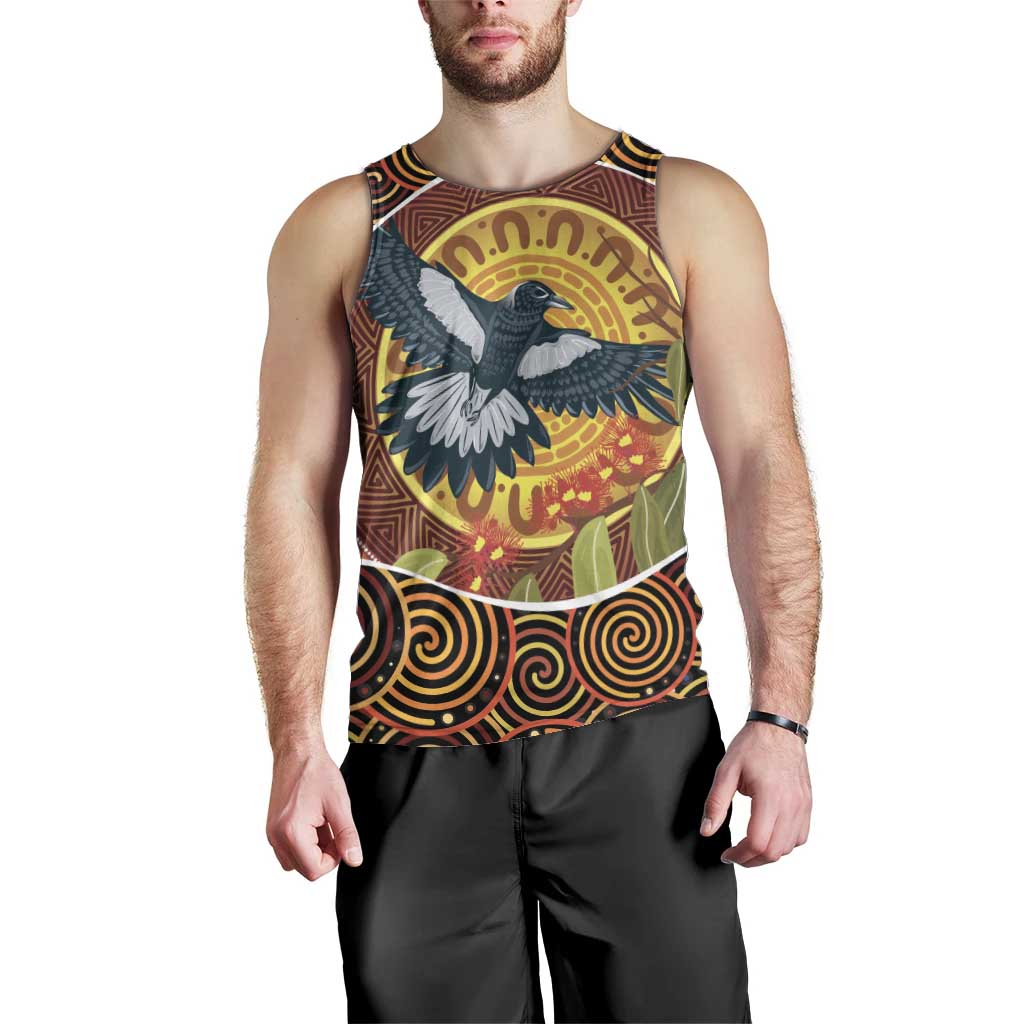 Aboriginal Magpies Dots Art Men Tank Top Native Australian Animals - Vibe Hoodie Shop
