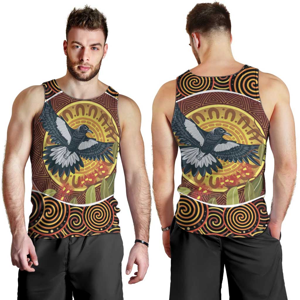 Aboriginal Magpies Dots Art Men Tank Top Native Australian Animals - Vibe Hoodie Shop