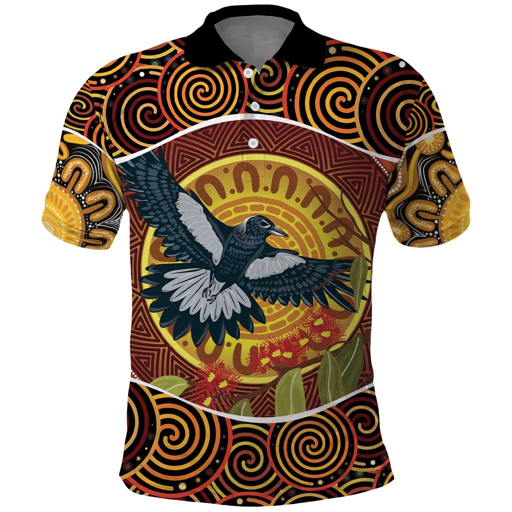 Aboriginal Magpies Dots Art Polo Shirt Native Australian Animals LT9 - Vibe Hoodie Shop