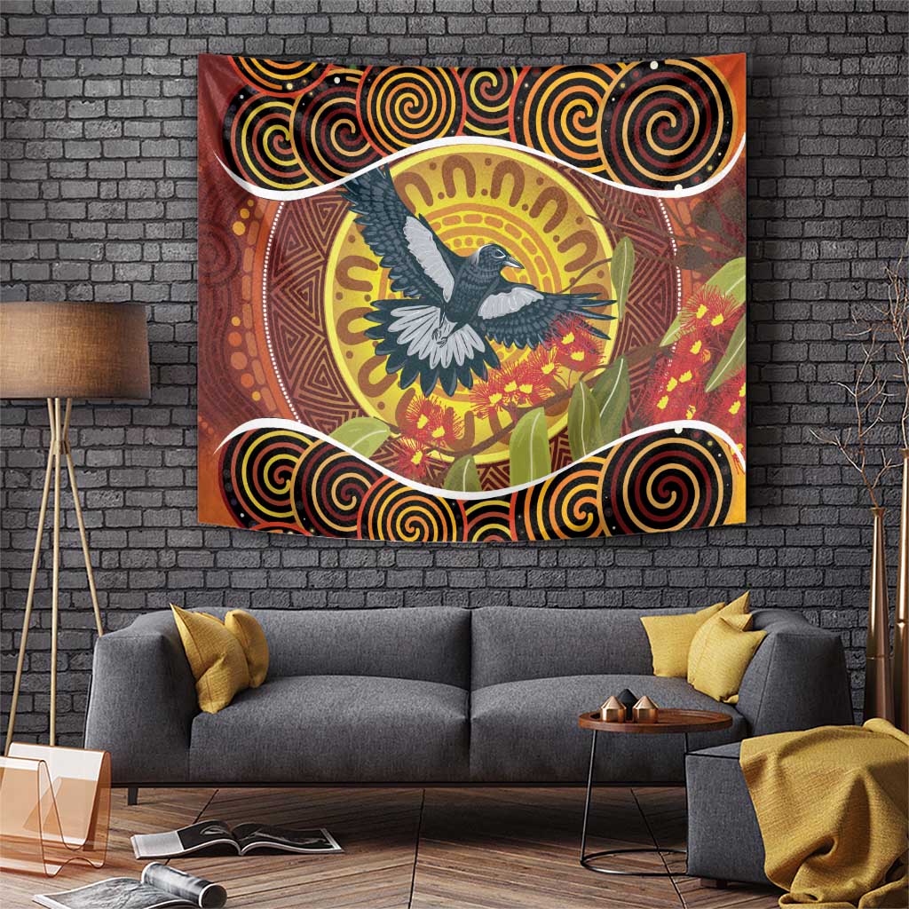 Aboriginal Magpies Dots Art Tapestry Native Australian Animals - Vibe Hoodie Shop