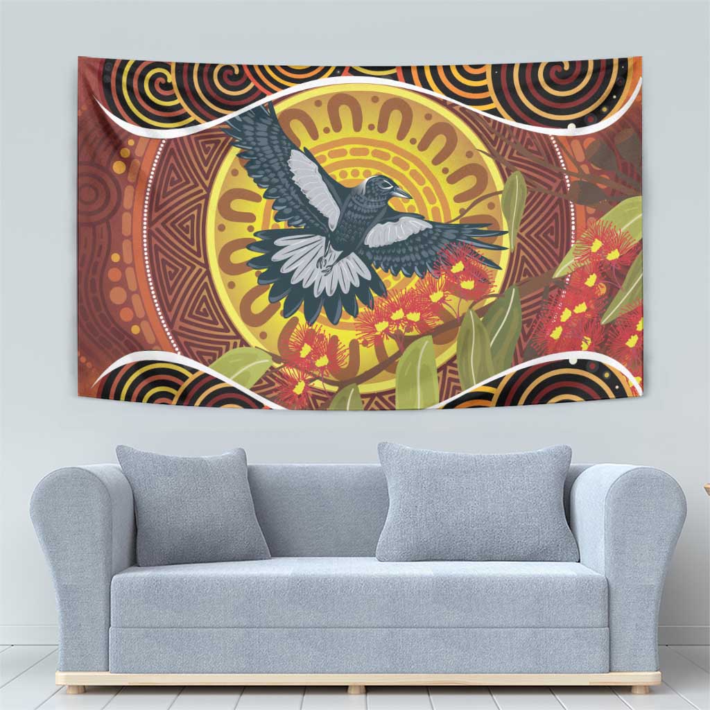 Aboriginal Magpies Dots Art Tapestry Native Australian Animals - Vibe Hoodie Shop