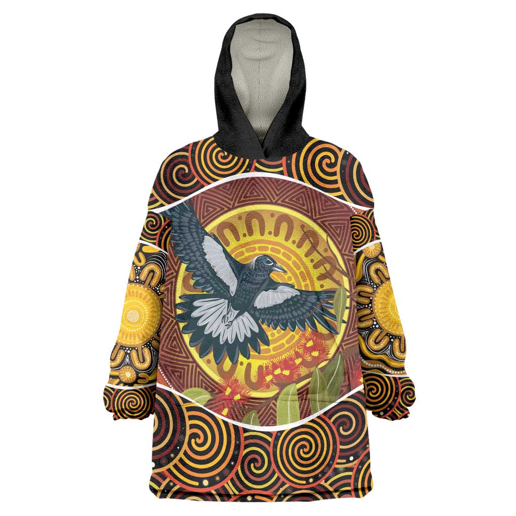Aboriginal Magpies Dots Art Wearable Blanket Hoodie Native Australian Animals - Vibe Hoodie Shop