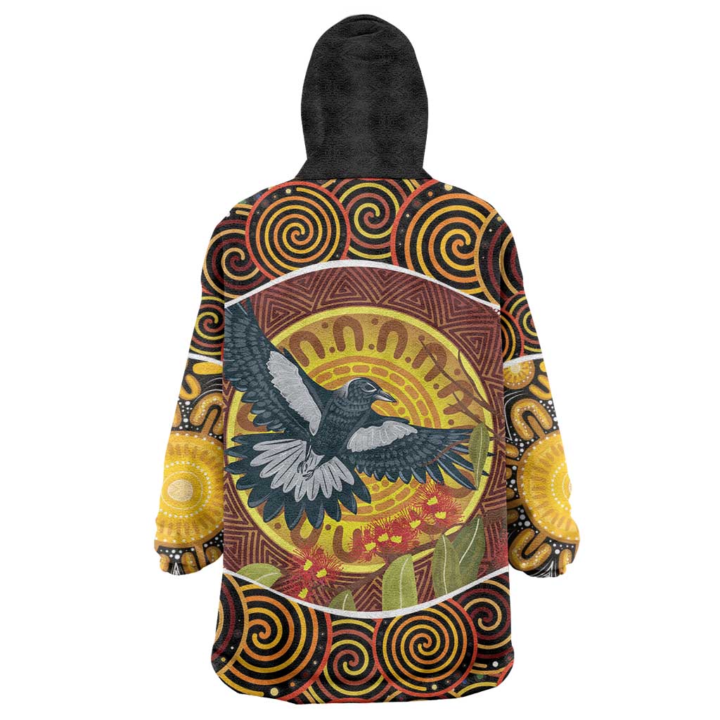 Aboriginal Magpies Dots Art Wearable Blanket Hoodie Native Australian Animals - Vibe Hoodie Shop