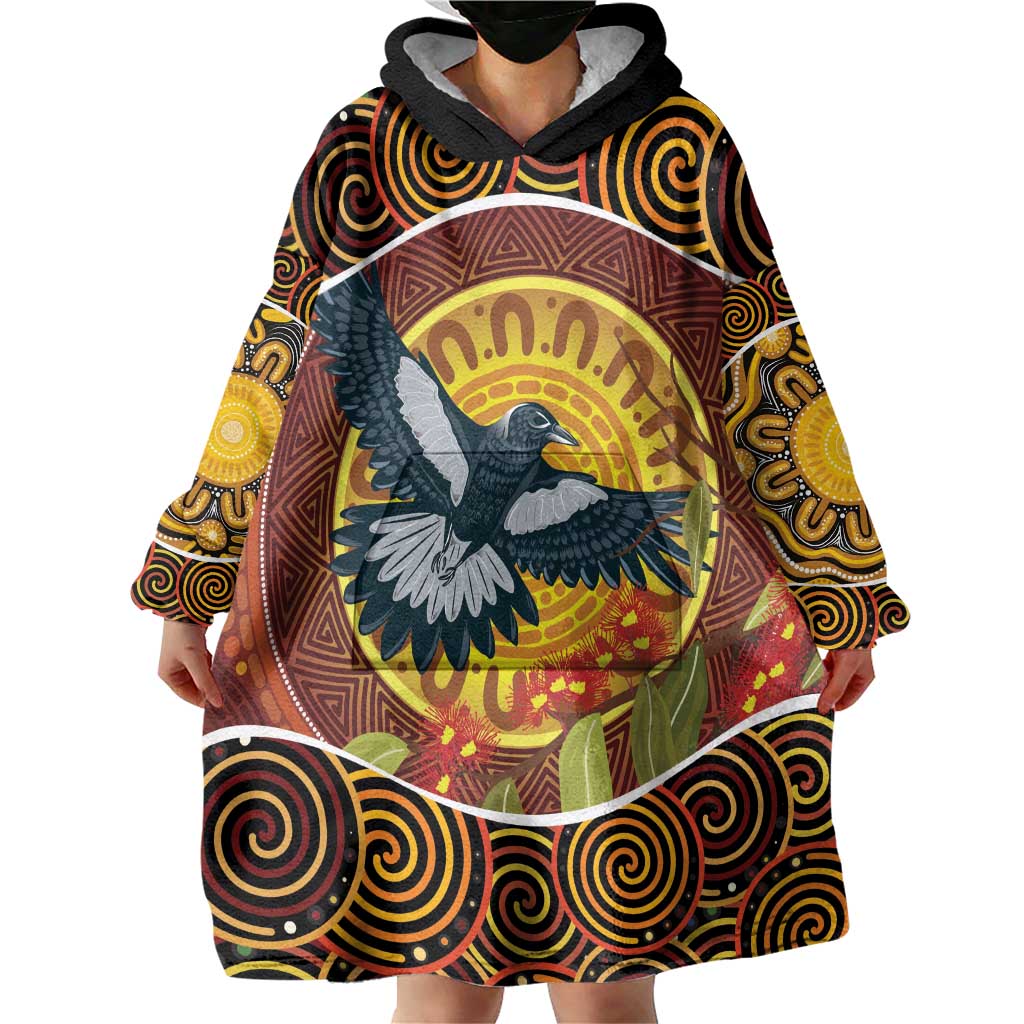 Aboriginal Magpies Dots Art Wearable Blanket Hoodie Native Australian Animals - Vibe Hoodie Shop