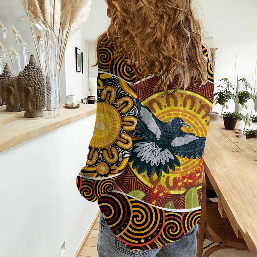 Aboriginal Magpies Dots Art Women Casual Shirt Native Australian Animals - Vibe Hoodie Shop