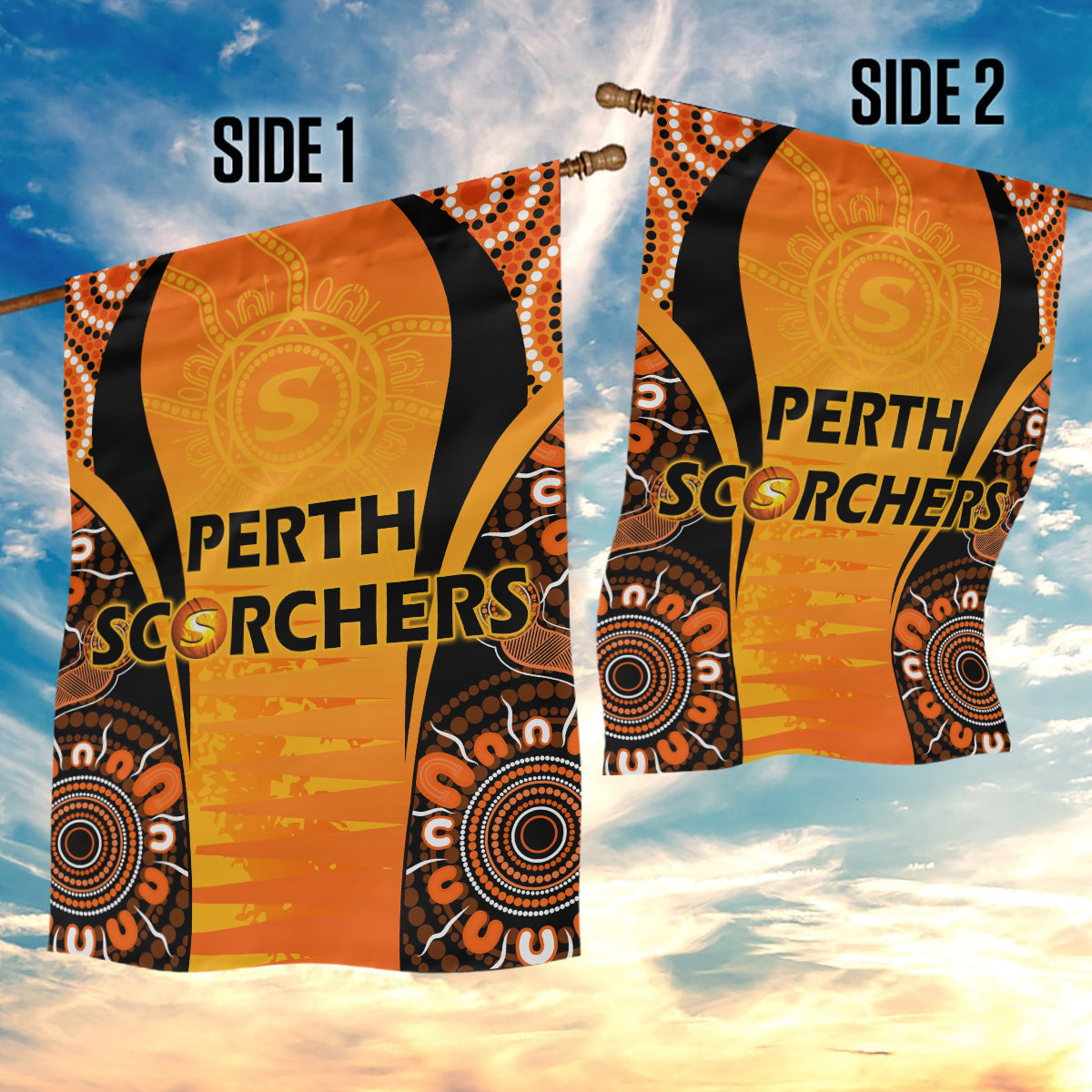 Made Tough Scorchers Custom Garden Flag Champions BBL13 Aboriginal Version - Vibe Hoodie Shop