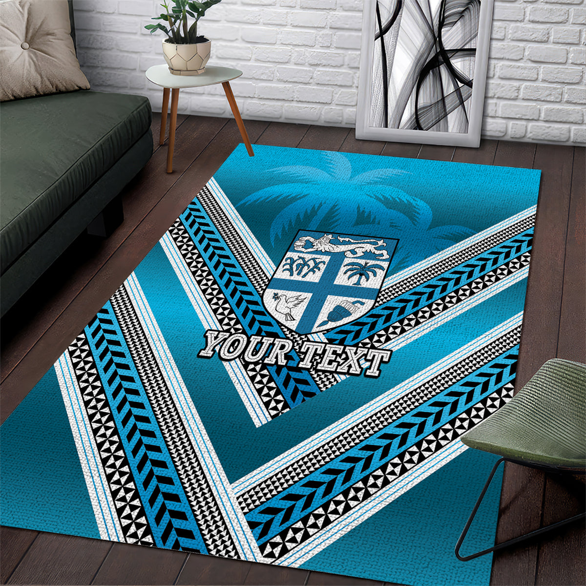 Custom Fiji Rugby Area Rug Fijian Warrior With Polynesian Tribal Tattoos - Vibe Hoodie Shop