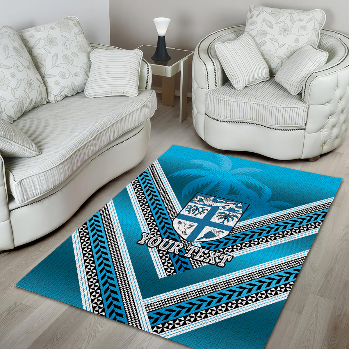 Custom Fiji Rugby Area Rug Fijian Warrior With Polynesian Tribal Tattoos - Vibe Hoodie Shop