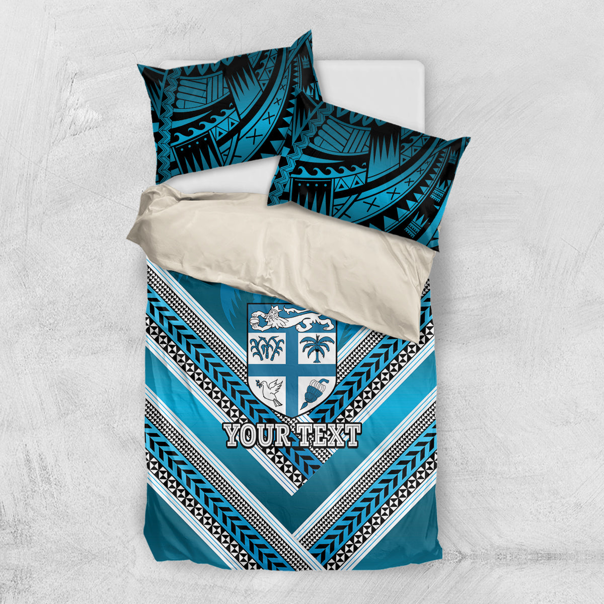 Custom Fiji Rugby Bedding Set Fijian Warrior With Polynesian Tribal Tattoos - Vibe Hoodie Shop