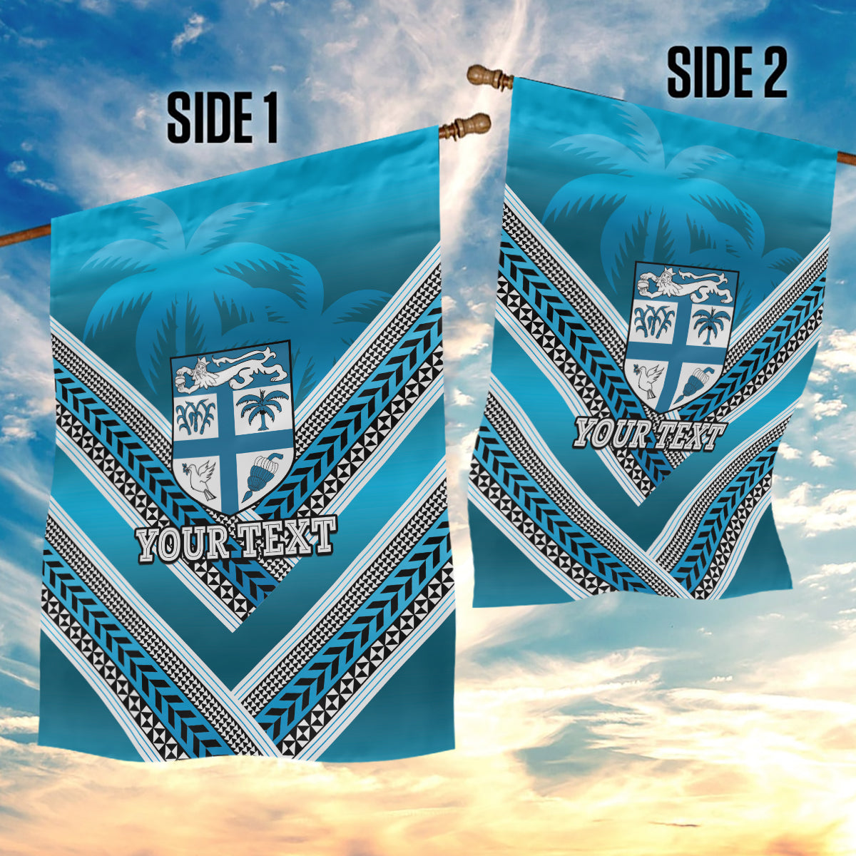 Custom Fiji Rugby Garden Flag Fijian Warrior With Polynesian Tribal Tattoos - Vibe Hoodie Shop