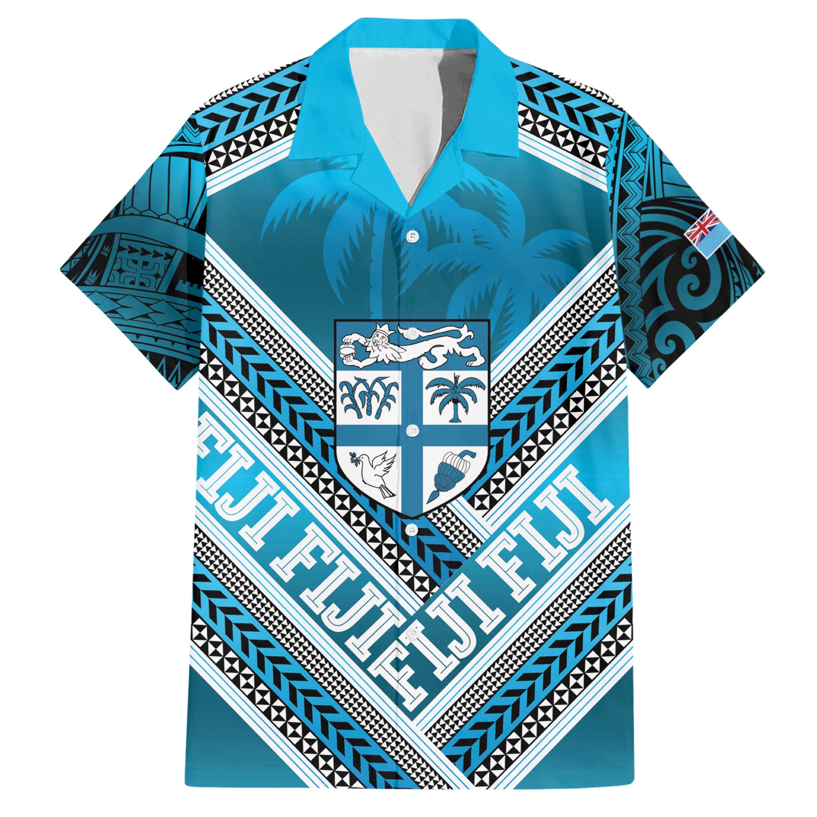 Custom Fiji Rugby Hawaiian Shirt Fijian Warrior With Polynesian Tribal Tattoos - Vibe Hoodie Shop