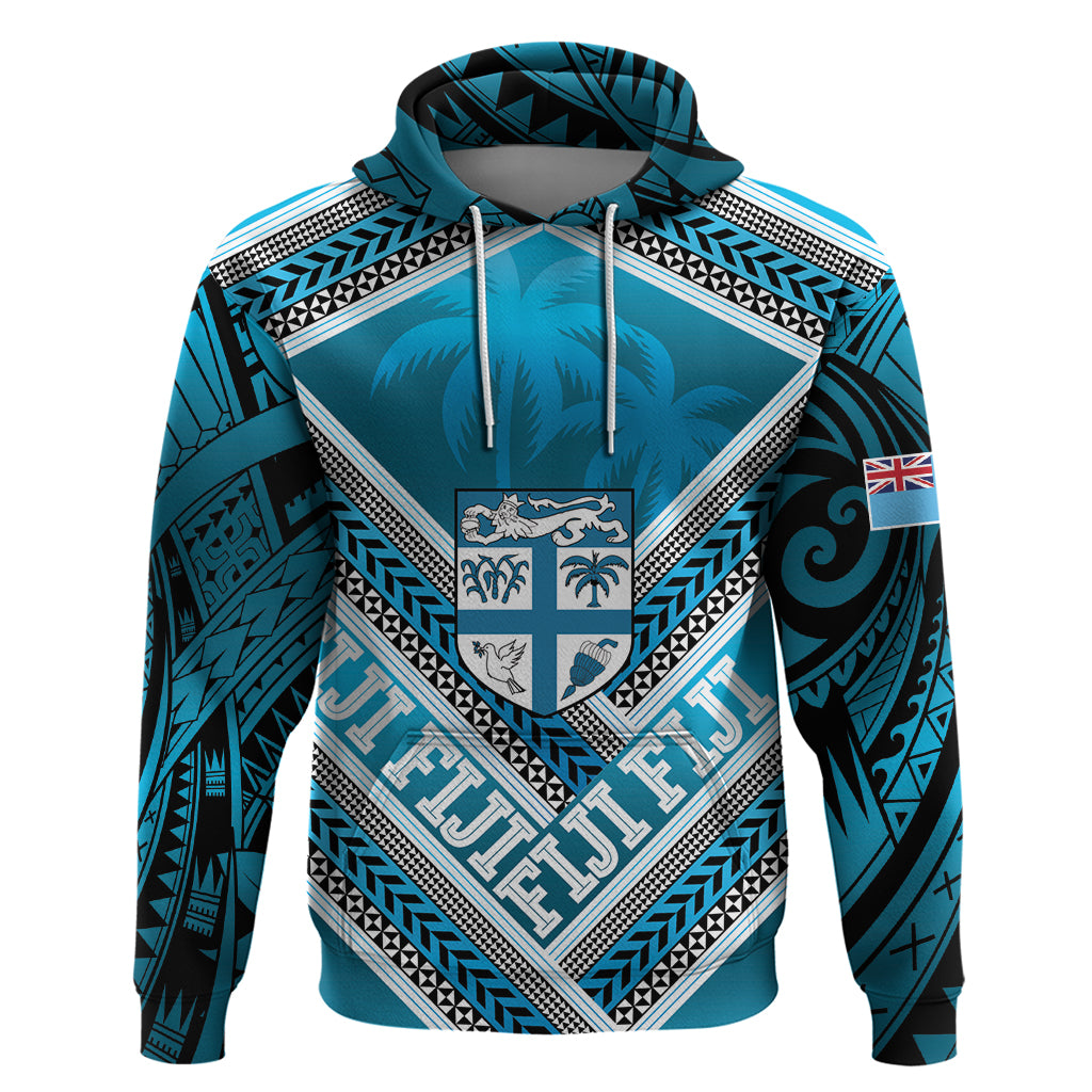 Custom Fiji Rugby Hoodie Fijian Warrior With Polynesian Tribal Tattoos LT9 - Vibe Hoodie Shop