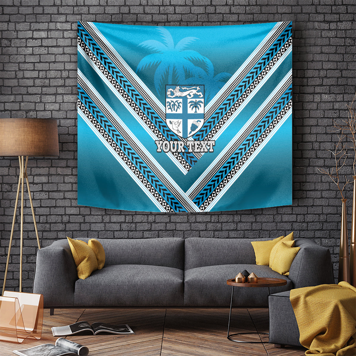 Custom Fiji Rugby Tapestry Fijian Warrior With Polynesian Tribal Tattoos - Vibe Hoodie Shop