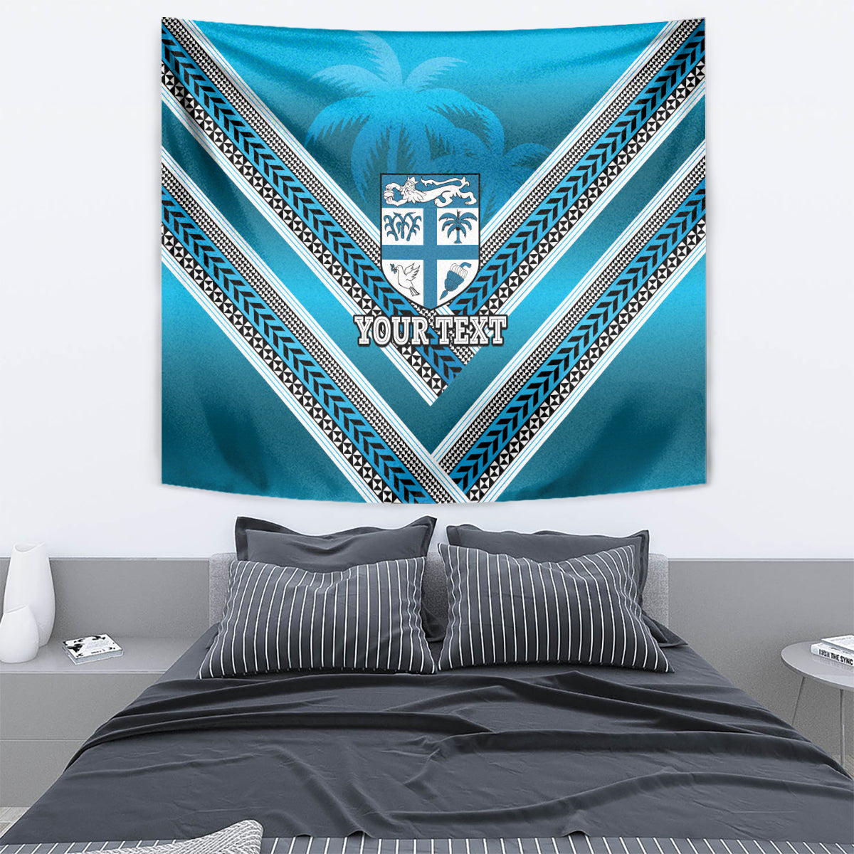 Custom Fiji Rugby Tapestry Fijian Warrior With Polynesian Tribal Tattoos - Vibe Hoodie Shop