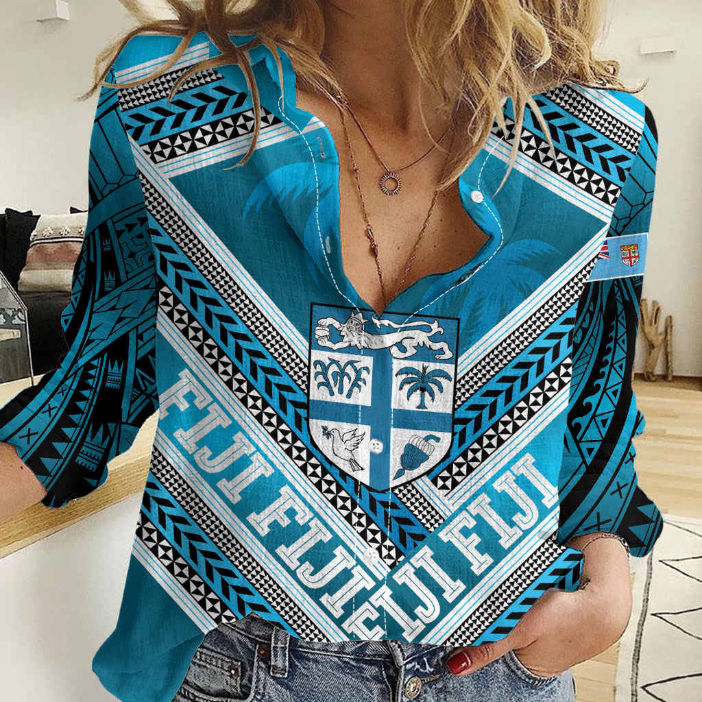 Custom Fiji Rugby Women Casual Shirt Fijian Warrior With Polynesian Tribal Tattoos - Vibe Hoodie Shop