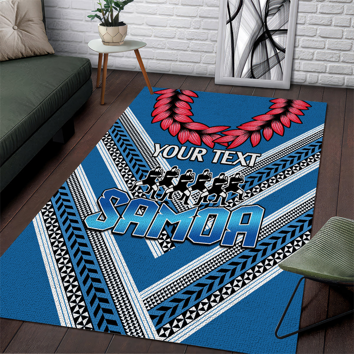 Custom Manuma Samoa Rugby Area Rug Ula fala Samoan Siva Tau Tribal - Vibe Hoodie Shop