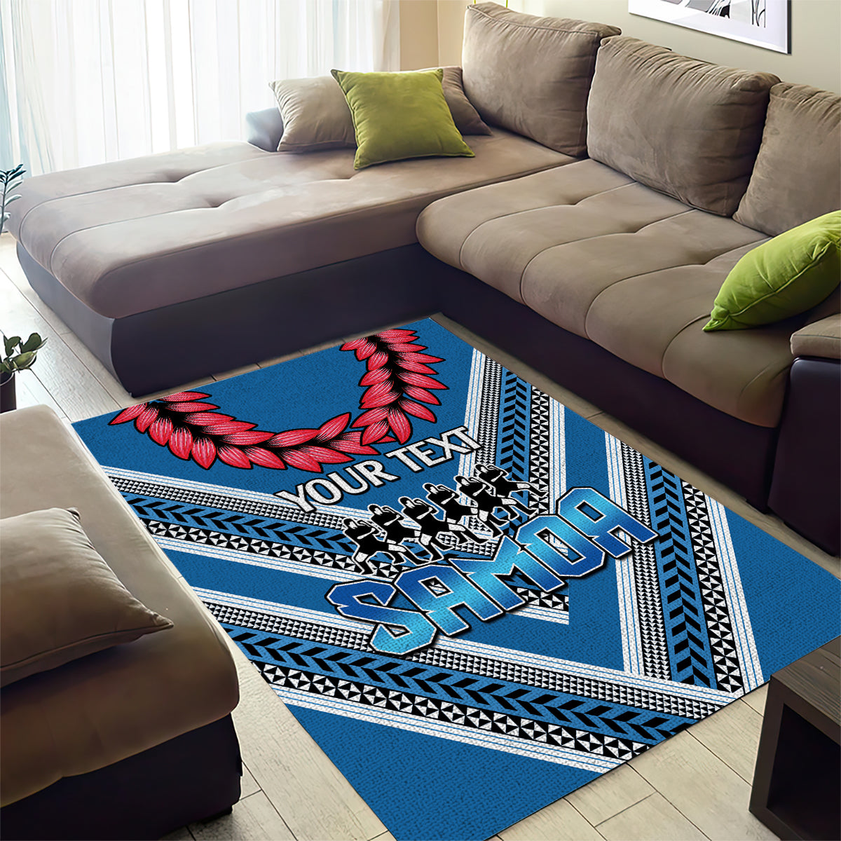 Custom Manuma Samoa Rugby Area Rug Ula fala Samoan Siva Tau Tribal - Vibe Hoodie Shop