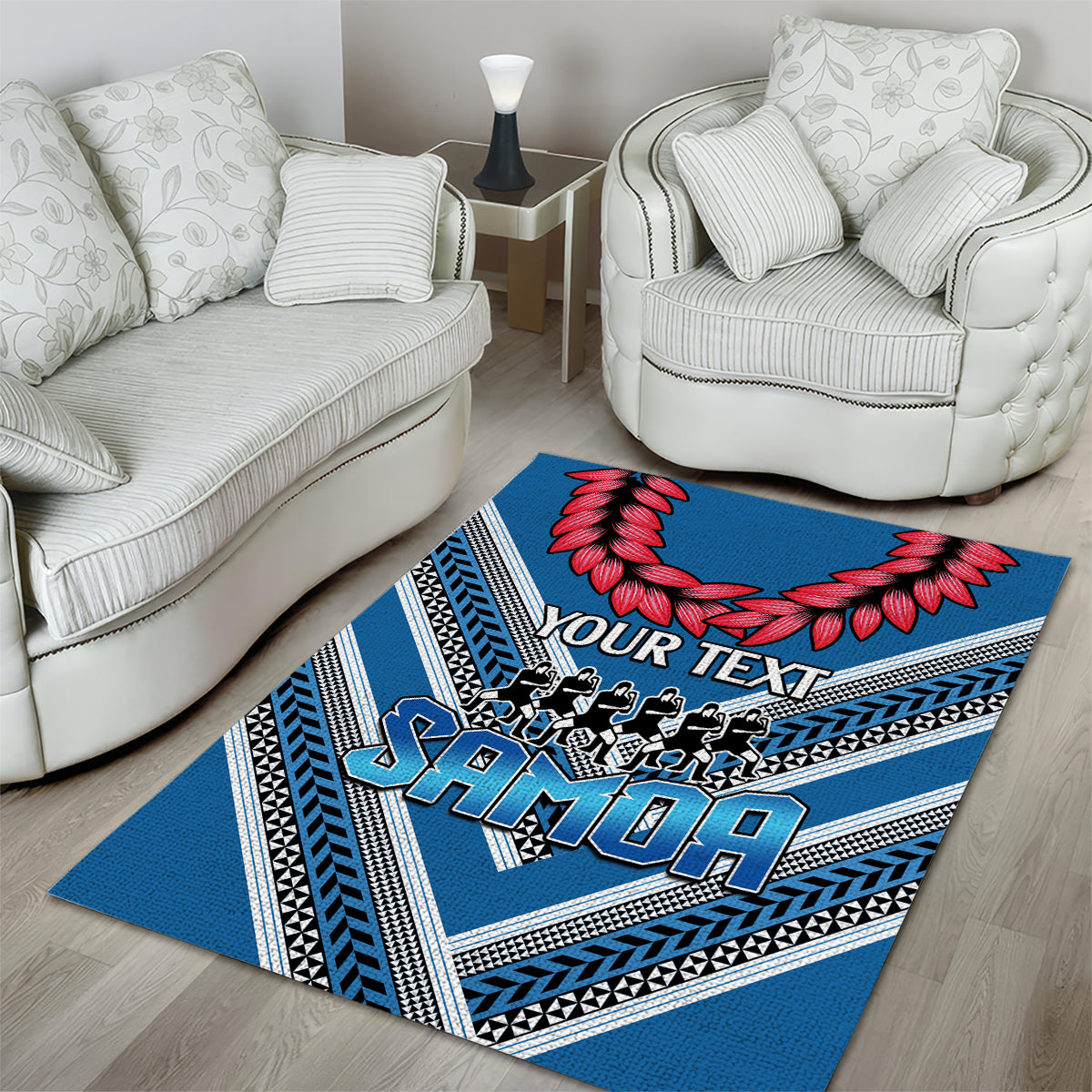 Custom Manuma Samoa Rugby Area Rug Ula fala Samoan Siva Tau Tribal - Vibe Hoodie Shop