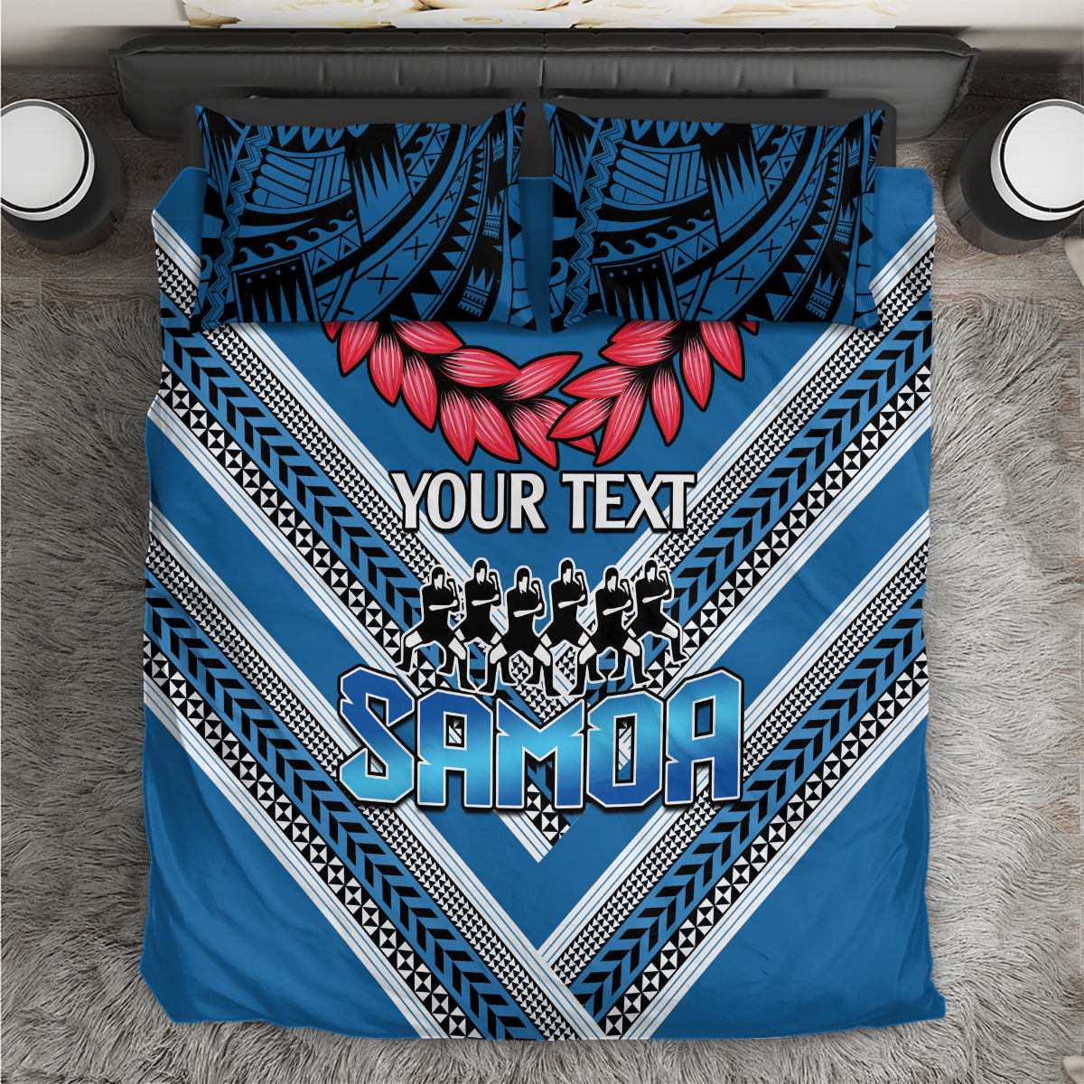 Custom Manuma Samoa Rugby Bedding Set Ula fala Samoan Siva Tau Tribal - Vibe Hoodie Shop