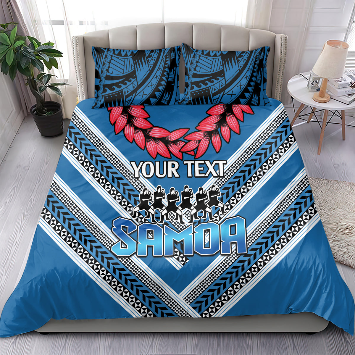 Custom Manuma Samoa Rugby Bedding Set Ula fala Samoan Siva Tau Tribal - Vibe Hoodie Shop