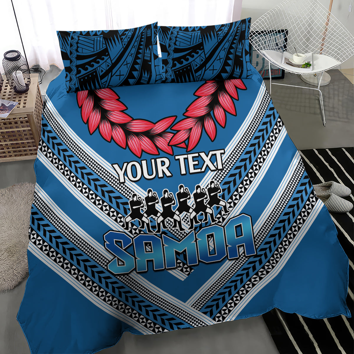 Custom Manuma Samoa Rugby Bedding Set Ula fala Samoan Siva Tau Tribal - Vibe Hoodie Shop