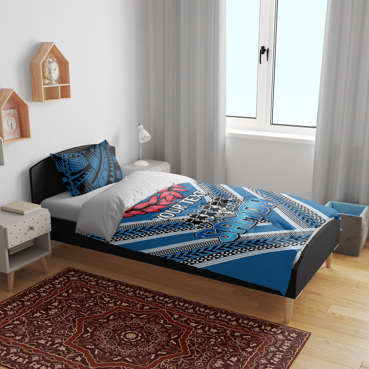 Custom Manuma Samoa Rugby Bedding Set Ula fala Samoan Siva Tau Tribal - Vibe Hoodie Shop