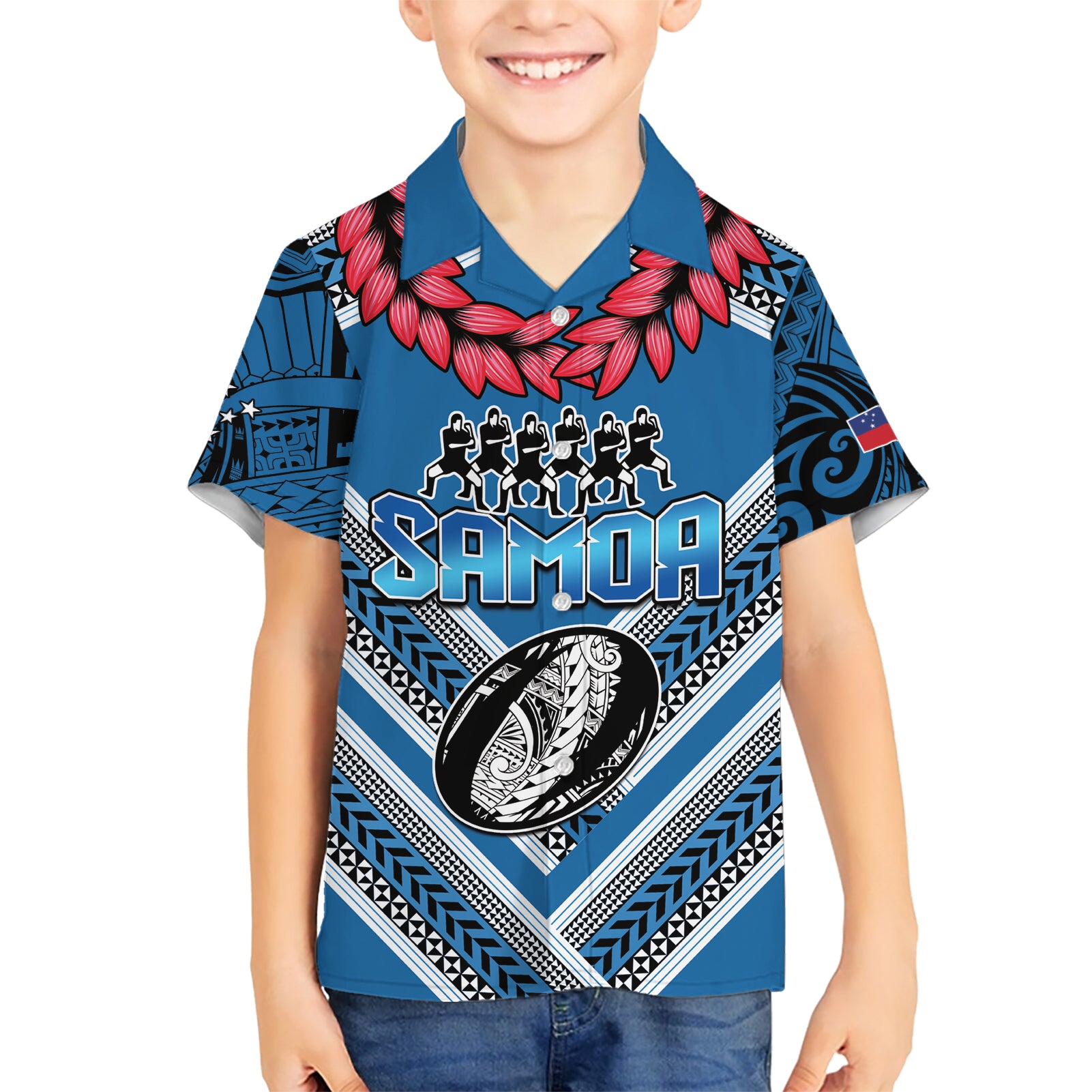 Custom Manuma Samoa Rugby Hawaiian Shirt Ula fala Samoan Siva Tau Tribal - Vibe Hoodie Shop